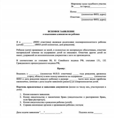 Основные требования для подачи заявления о получении алиментов